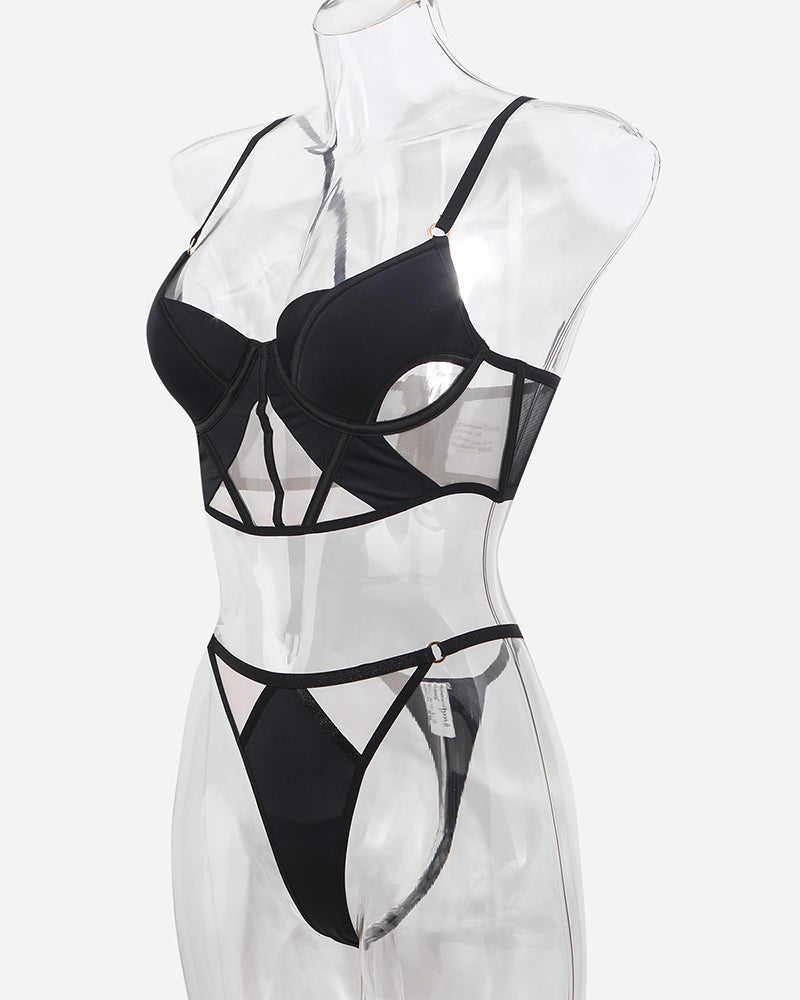 Push Up Mesh Hollow Bra and Thong Set Avidlove-Bra Sets - Tophatter Daily Deals