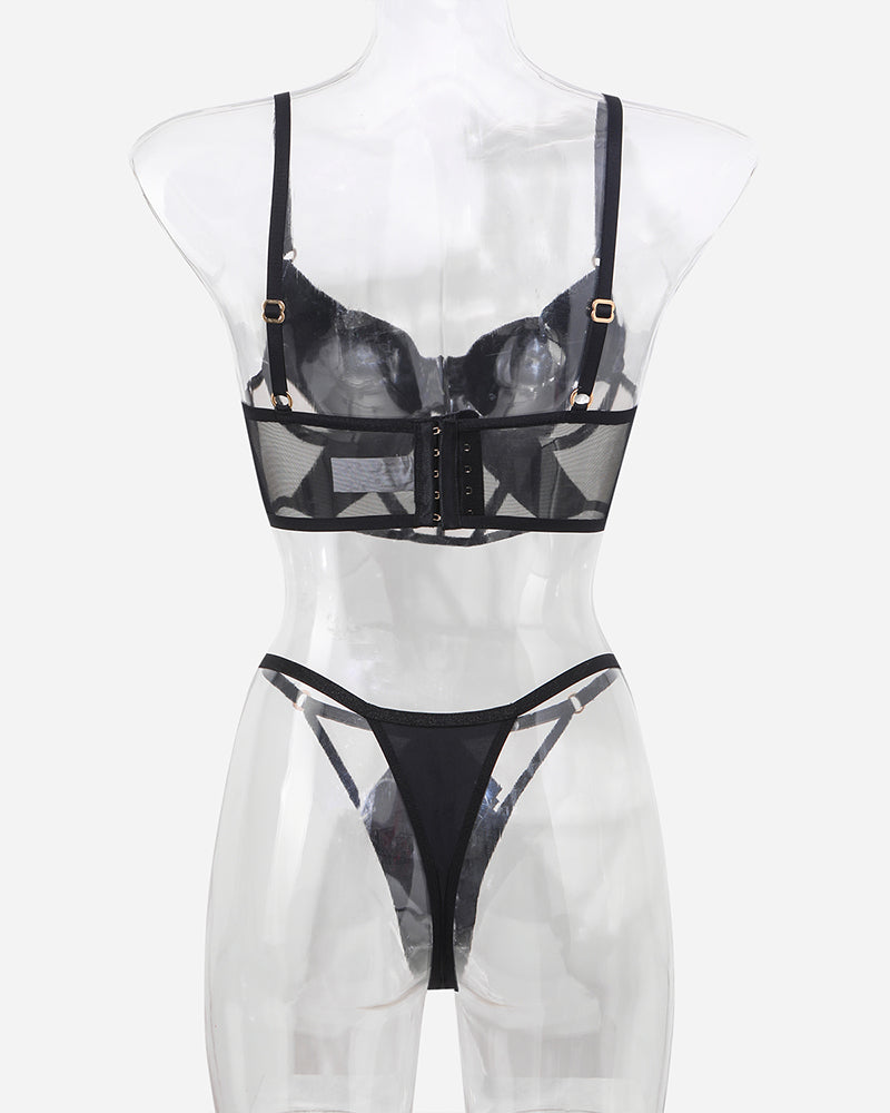 Push Up Mesh Hollow Bra and Thong Set Avidlove-Bra Sets - Tophatter Daily Deals