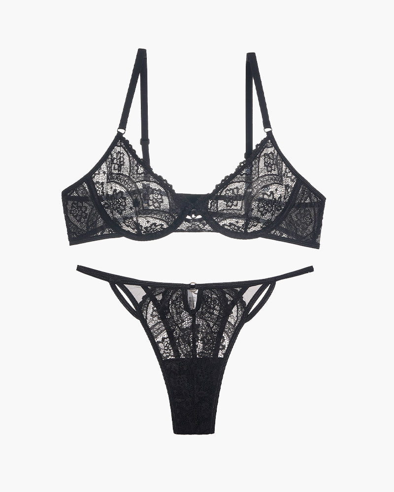Lace 3/4 Cup Bra and Thong Set Avidlove-Bra Sets - Tophatter Daily Deals