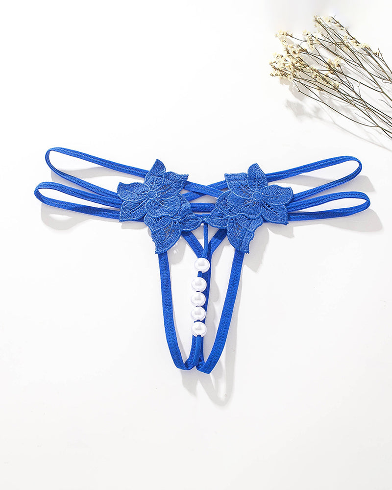 Pearl Lingerie Lace Open Panties G-String Blue Avidlove-Panty - Tophatter Daily Deals