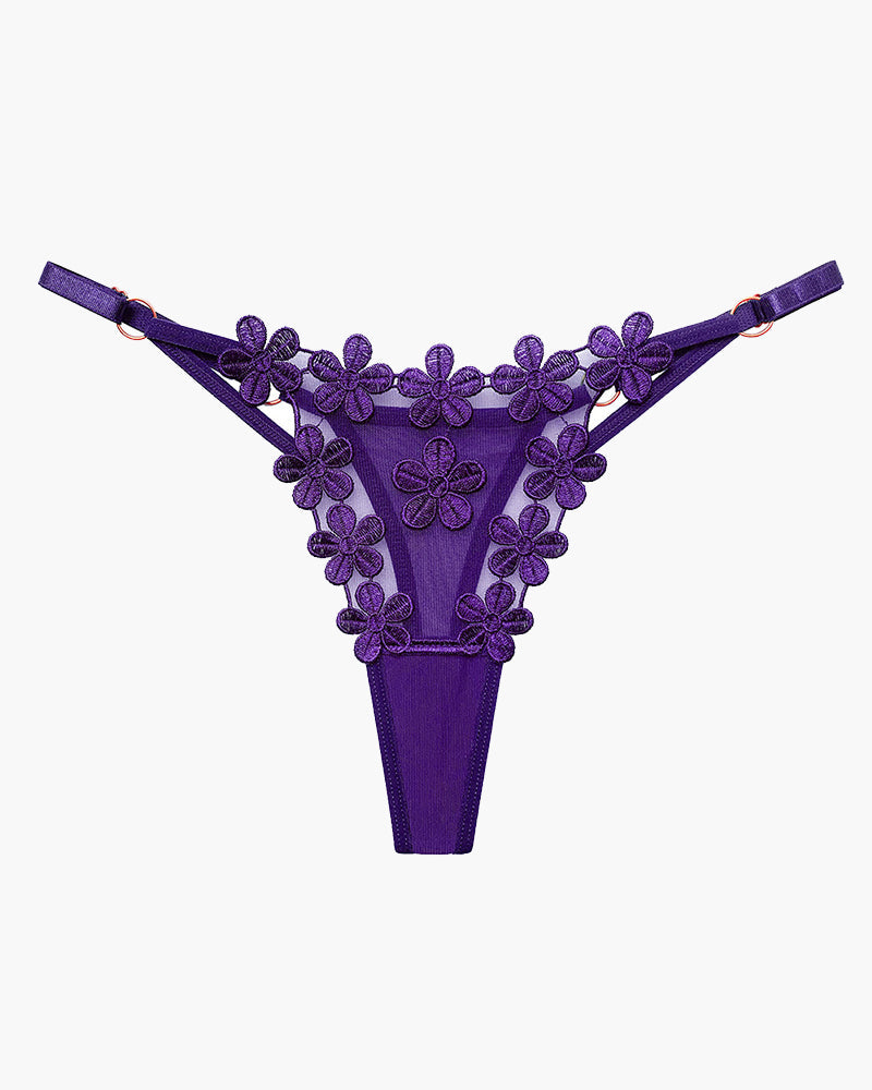 Flower Embroidery Mesh Lace Panties Purple One Size Avidlove-Panty - Tophatter Daily Deals