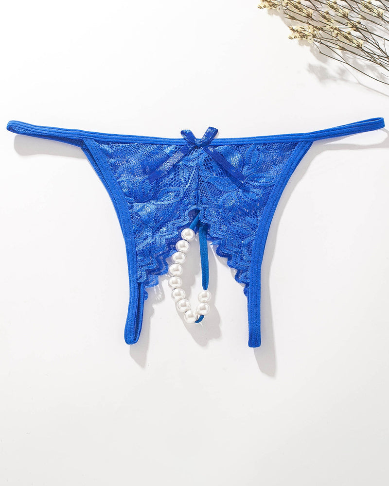 Lace Pearl G-String Low Rise T-Back Thongs Blue Avidlove-Panty - Tophatter Daily Deals