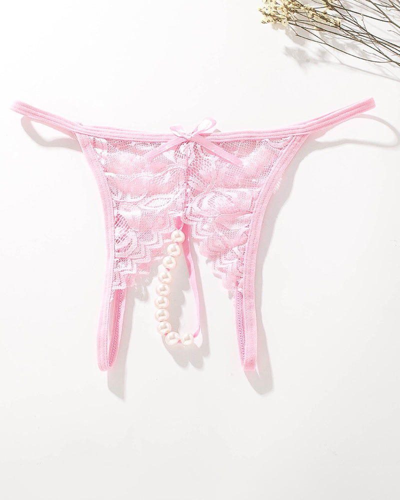 Lace Pearl G-String Low Rise T-Back Thongs Pink Avidlove-Panty - Tophatter Daily Deals