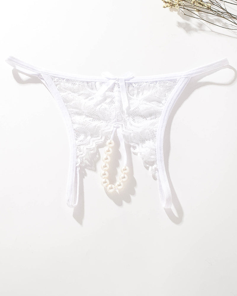 Lace Pearl G-String Low Rise T-Back Thongs White Avidlove-Panty - Tophatter Daily Deals