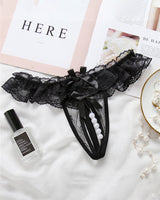 Beaded Lace Crotchless Panty Black One Size Avidlove-Panty - Tophatter Daily Deals
