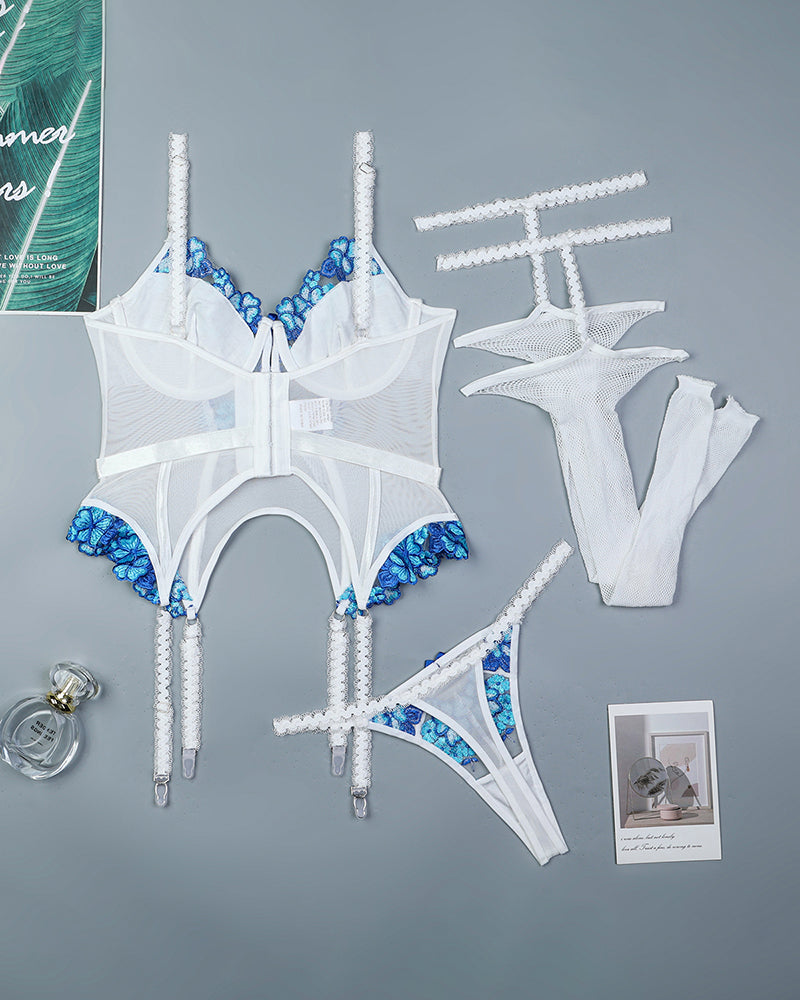 Embroidered Patchwork Corset Sets with Stockings Avidlove-Corset - Tophatter Daily Deals