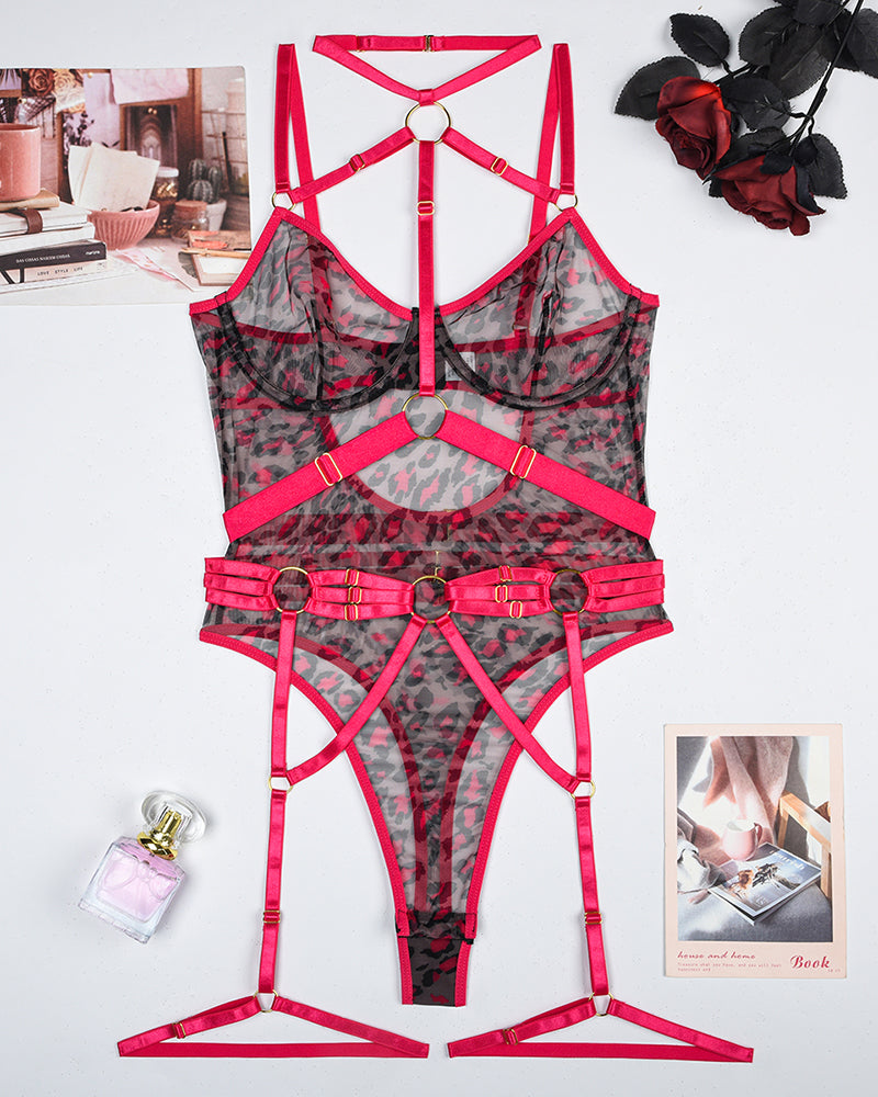 Mesh Straps Bodysuit with Steel Ring Avidlove-Bodysuits - Tophatter Daily Deals