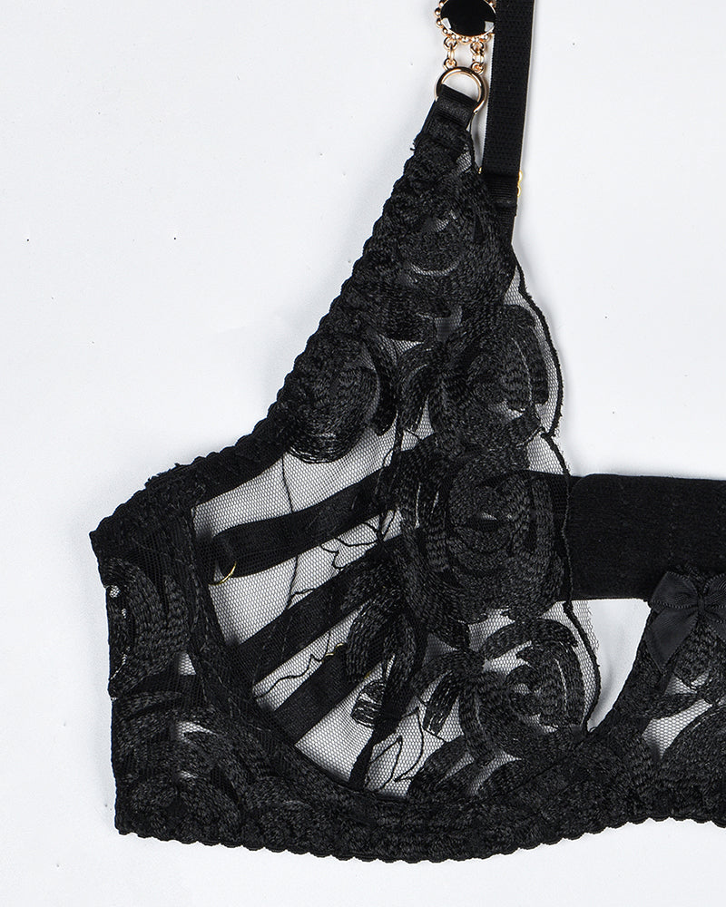 Vintage Gemstone Lace Lingerie Set Avidlove-Bra Sets - Tophatter Daily Deals
