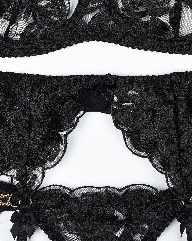 Vintage Gemstone Lace Lingerie Set Avidlove-Bra Sets - Tophatter Daily Deals