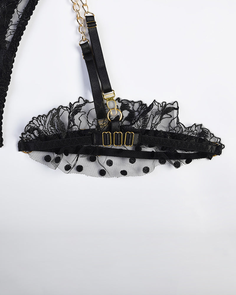 Embroidered Lace Lingerie Set With Chain Avidlove-Bra Sets - Tophatter Daily Deals