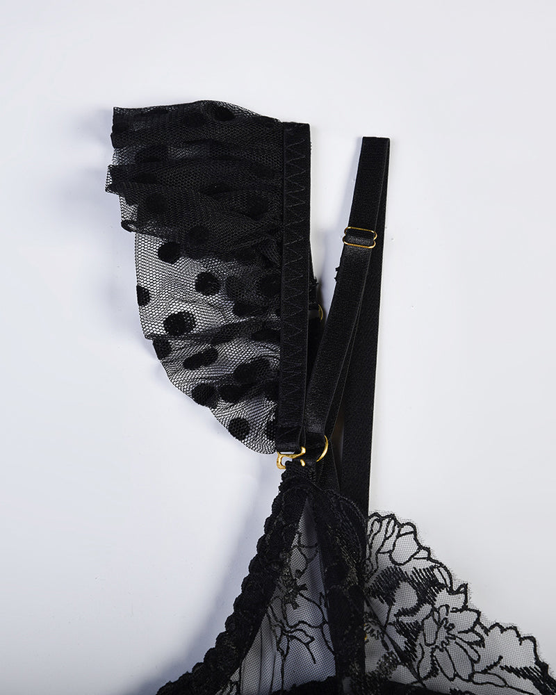 Embroidered Lace Lingerie Set With Chain Avidlove-Bra Sets - Tophatter Daily Deals