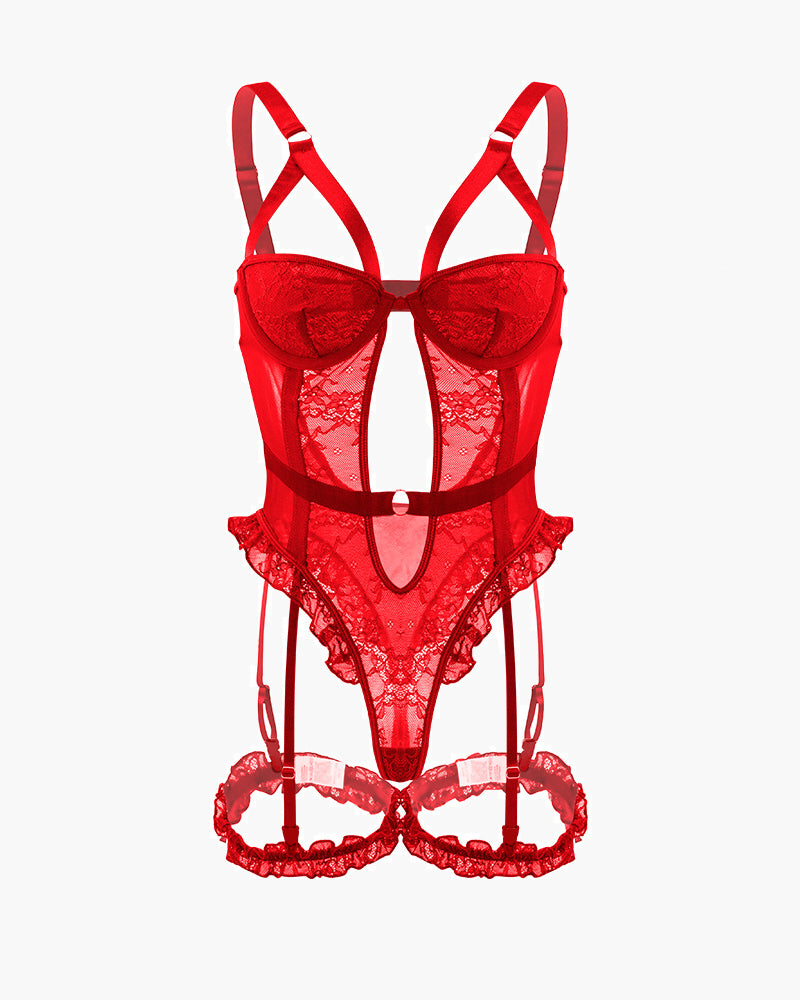 Backless Lace Garter Teddy With Leg Rings Avidlove-Bodysuits - Tophatter Daily Deals