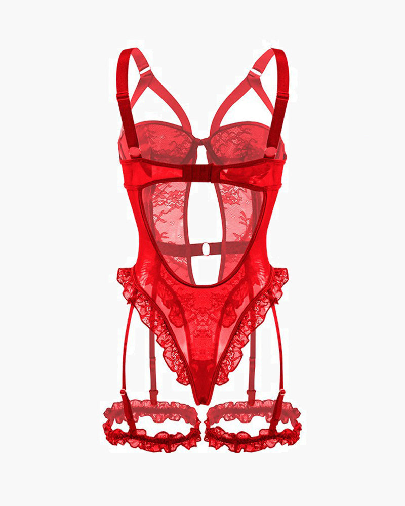 Backless Lace Garter Teddy With Leg Rings Avidlove-Bodysuits - Tophatter Daily Deals