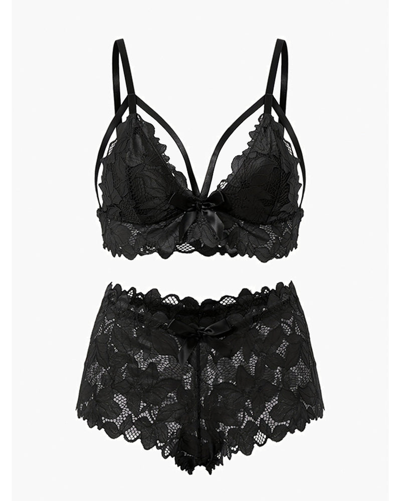 【3XL-5XL】Floral Appliques Bow Knot Lace Bra & Panty Set Avidlove-Plus Size-Bra Sets - Tophatter Daily Deals