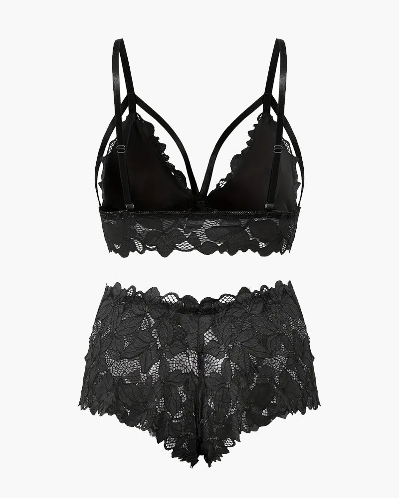 【3XL-5XL】Floral Appliques Bow Knot Lace Bra & Panty Set Avidlove-Plus Size-Bra Sets - Tophatter Daily Deals