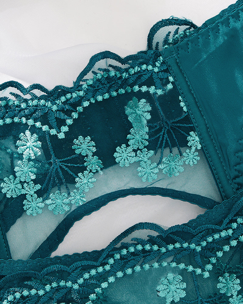 【S】Embroidery Lace Garter Lingerie Set Avidlove-Bra Sets - Tophatter Daily Deals