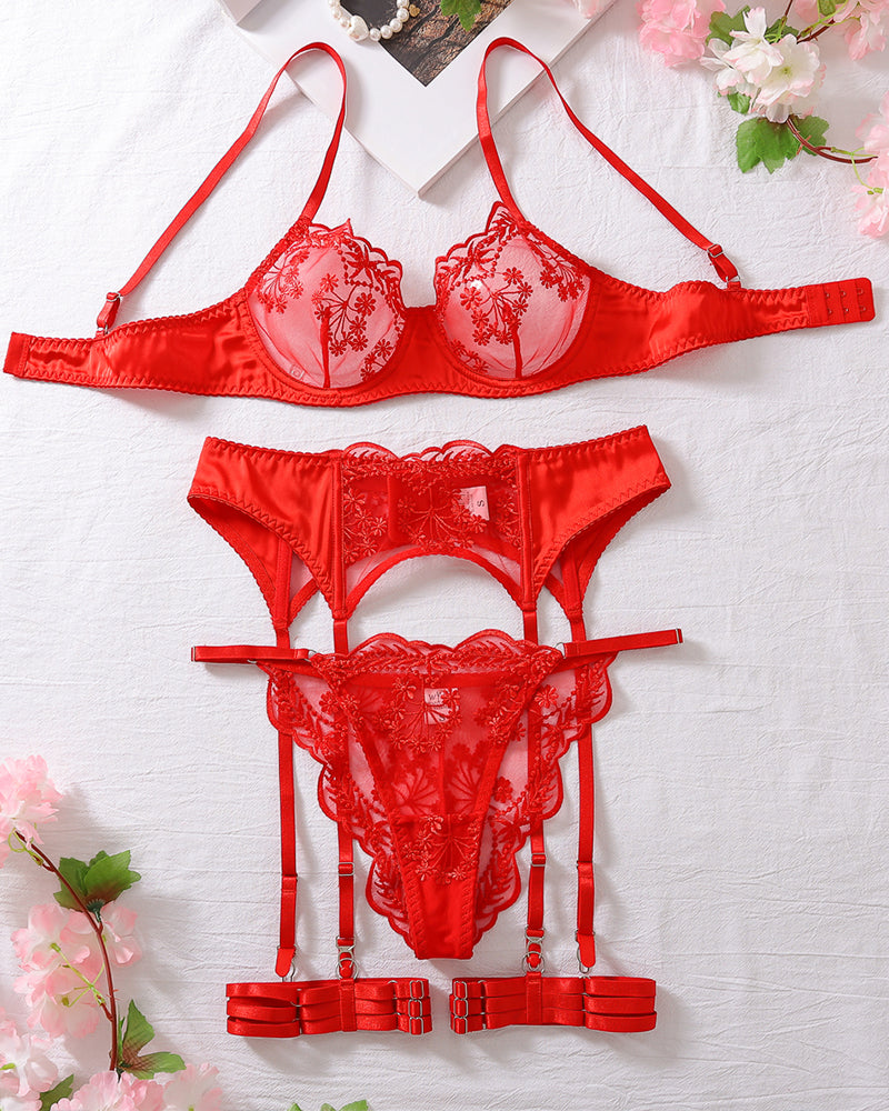 Embroidery Lace Garter Lingerie Set Avidlove-Bra Sets - Tophatter Daily Deals