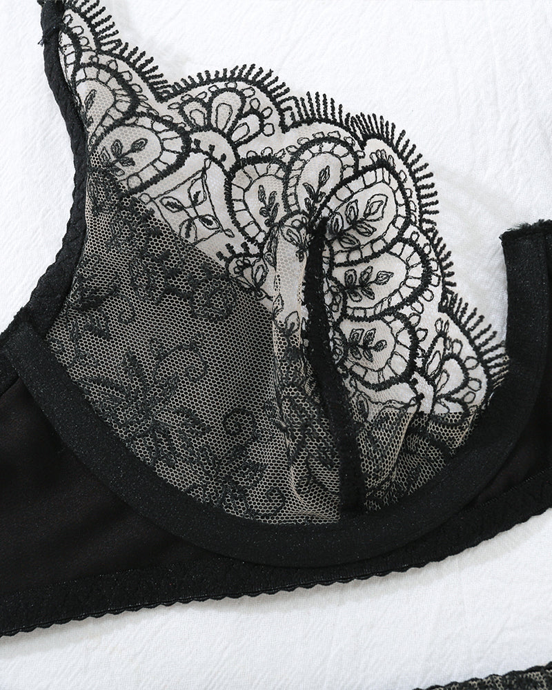 Embroidery Lace Garter Belt Lingerie Set Avidlove-Bra Sets - Tophatter Daily Deals