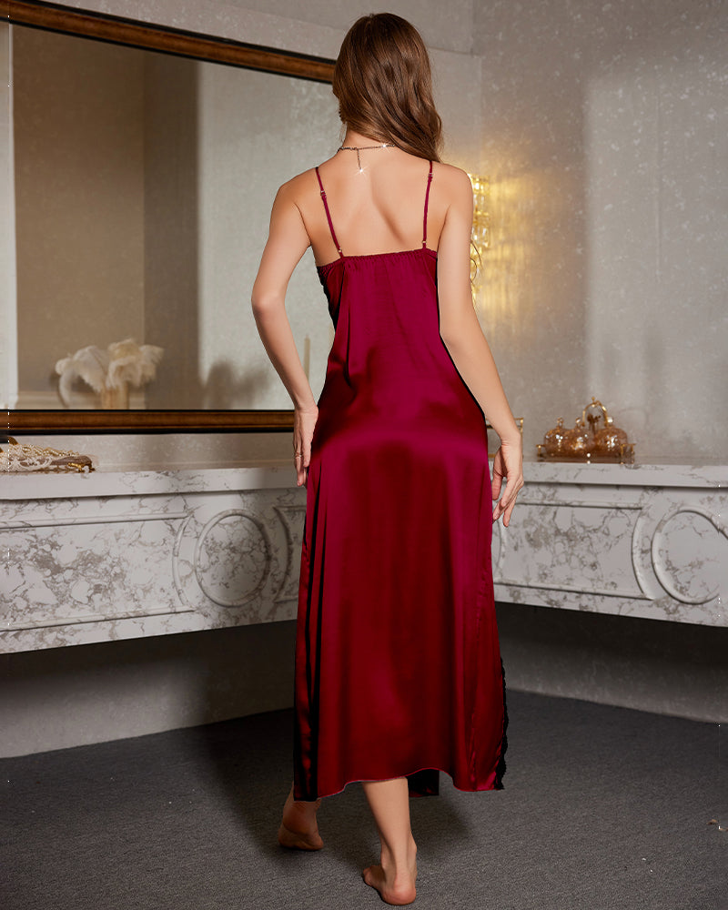 Ice Silk High Slit Long Nightdress Avidlove-Nightgown - Tophatter Daily Deals