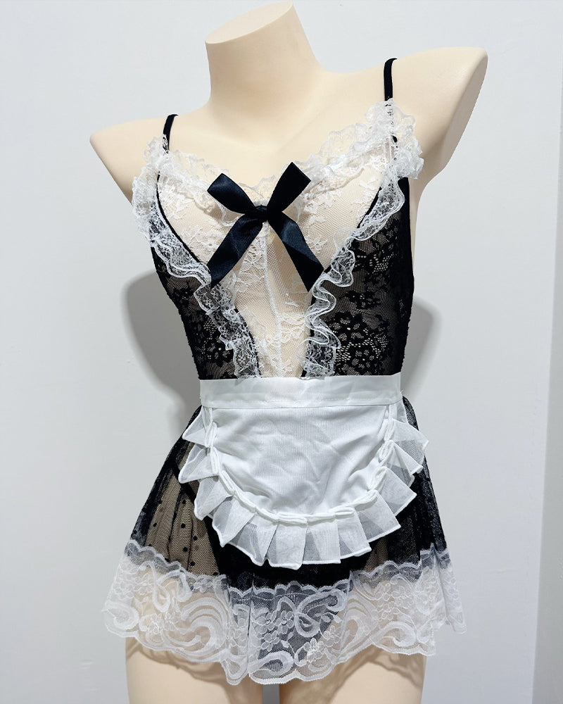 Maid Costume Sheer Lace Patchwork Dress Set Avidlove-Chemises - Tophatter Daily Deals