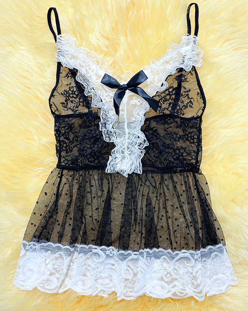 Maid Costume Sheer Lace Patchwork Dress Set Avidlove-Chemises - Tophatter Daily Deals