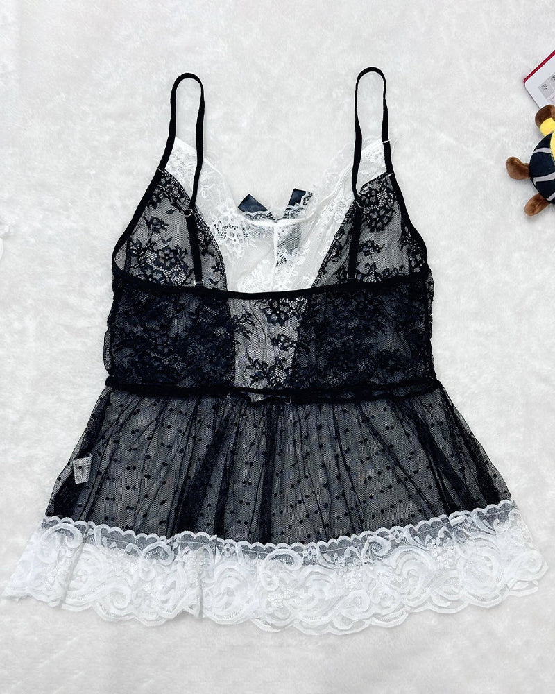 【XL】Plus Size Sheer Lace Patchwork Maid Set Avidlove-Plus Size-Corset - Tophatter Daily Deals