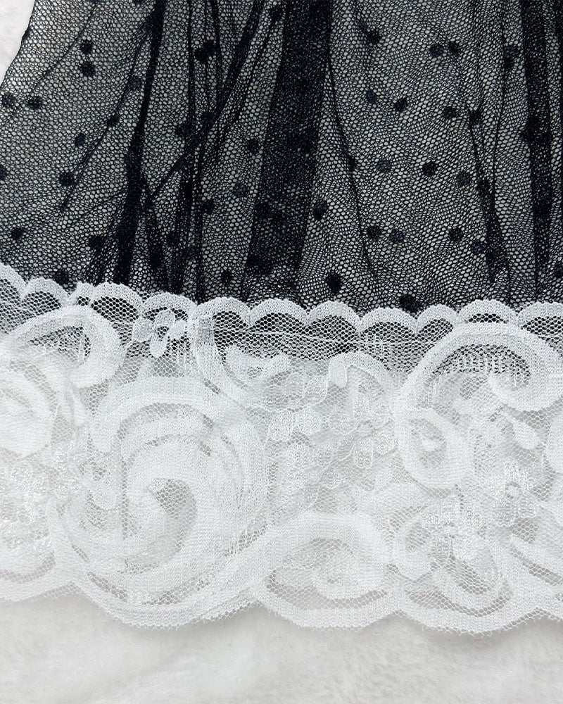 【XL】Plus Size Sheer Lace Patchwork Maid Set Avidlove-Plus Size-Corset - Tophatter Daily Deals
