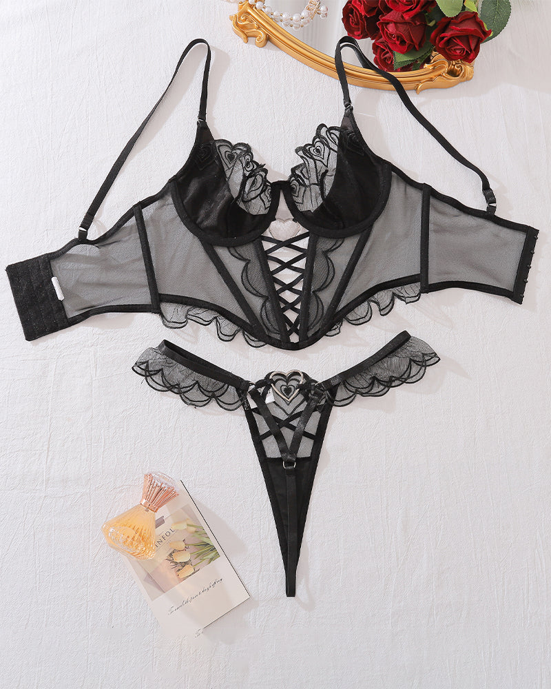 Heart Design Two Piece Lingerie Corset Set Avidlove-Corset - Tophatter Daily Deals