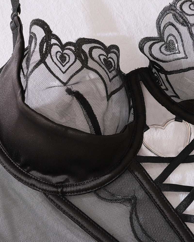 Heart Design Two Piece Lingerie Corset Set Avidlove-Corset - Tophatter Daily Deals