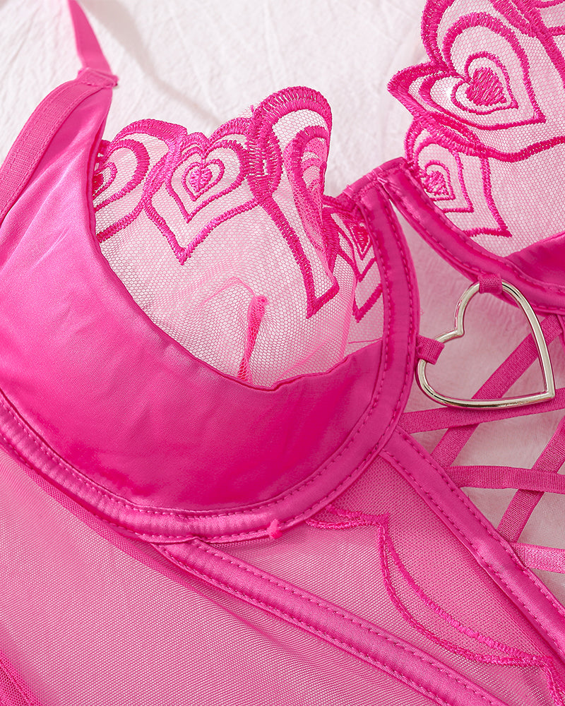Heart Design Two Piece Lingerie Corset Set Avidlove-Corset - Tophatter Daily Deals
