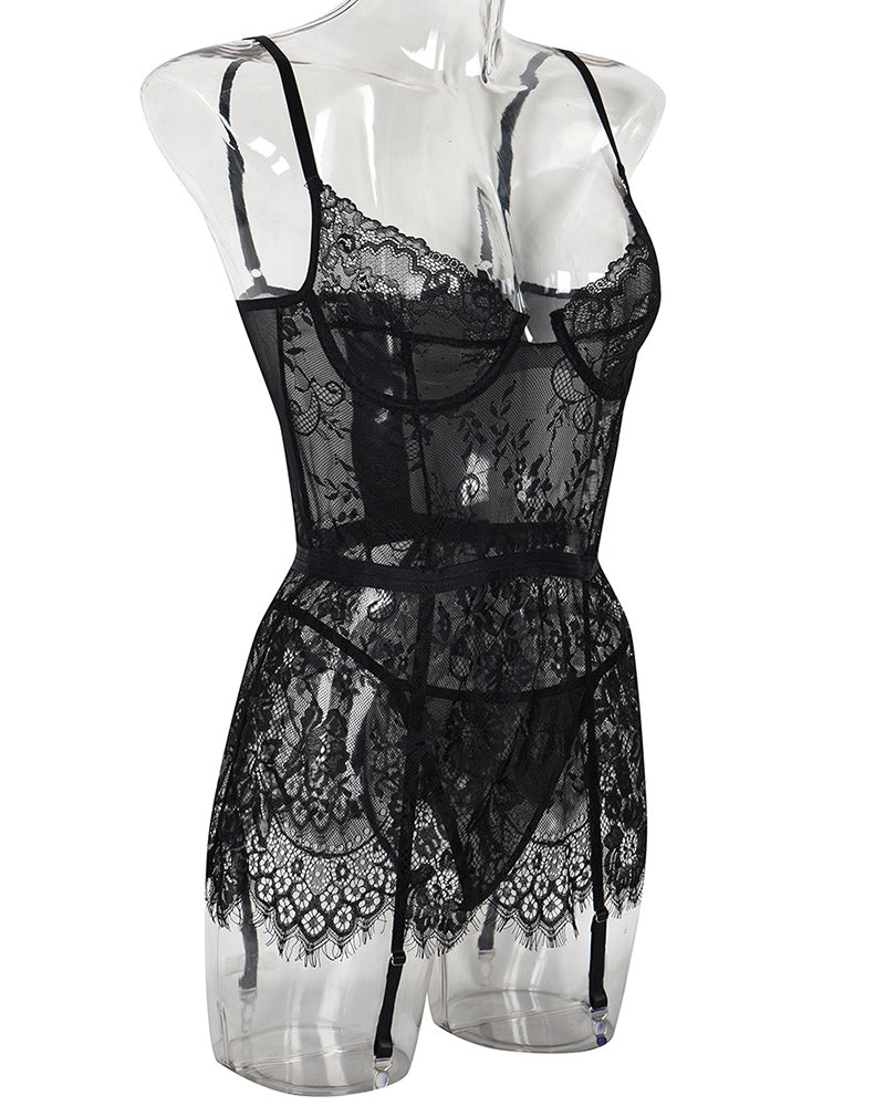 See Through Lace Night Dress with G-String Avidlove-Chemises - Tophatter Daily Deals