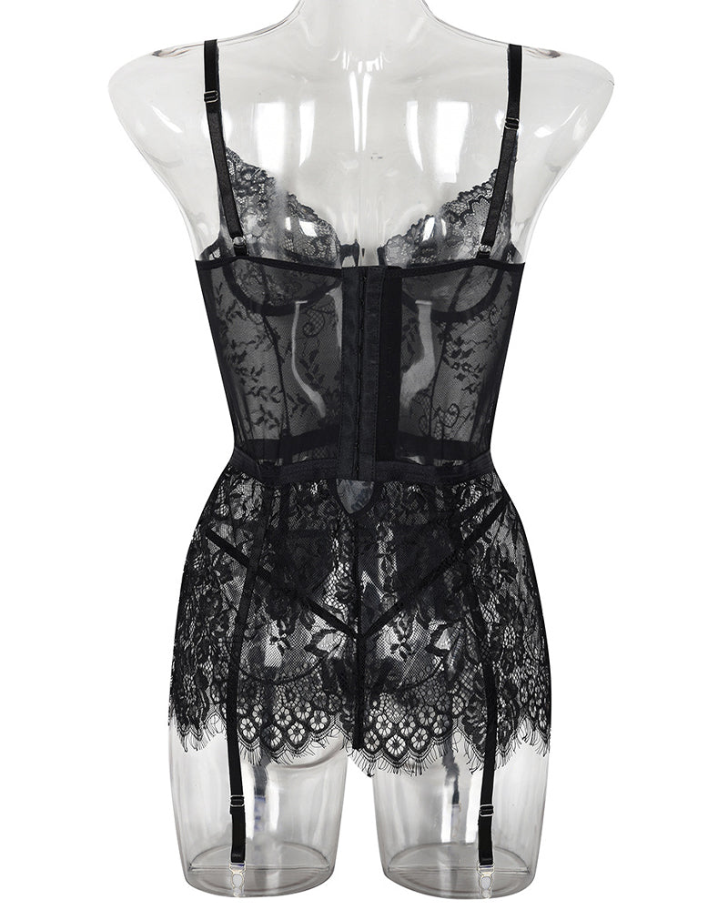 See Through Lace Night Dress with G-String Avidlove-Chemises - Tophatter Daily Deals