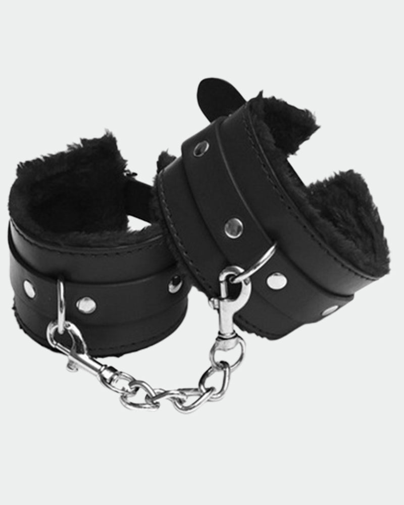 Plush Wrist Brace Leather Handcuffs Black One Size Avidlove-Accessory - Tophatter Daily Deals
