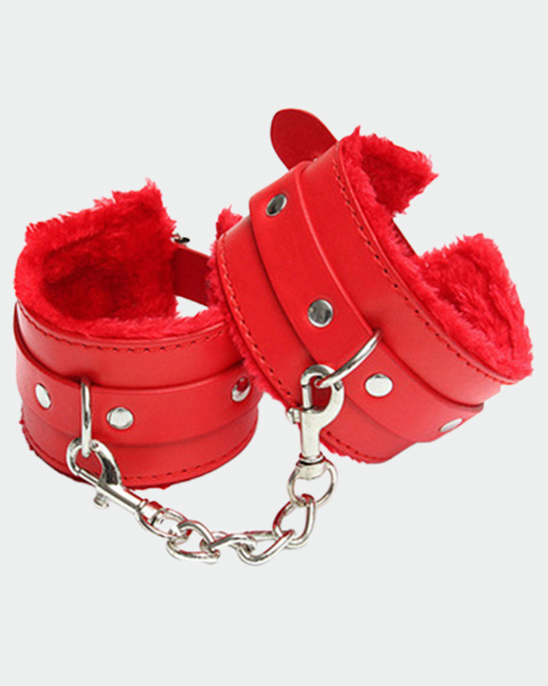 Plush Wrist Brace Leather Handcuffs Red One Size Avidlove-Accessory - Tophatter Daily Deals