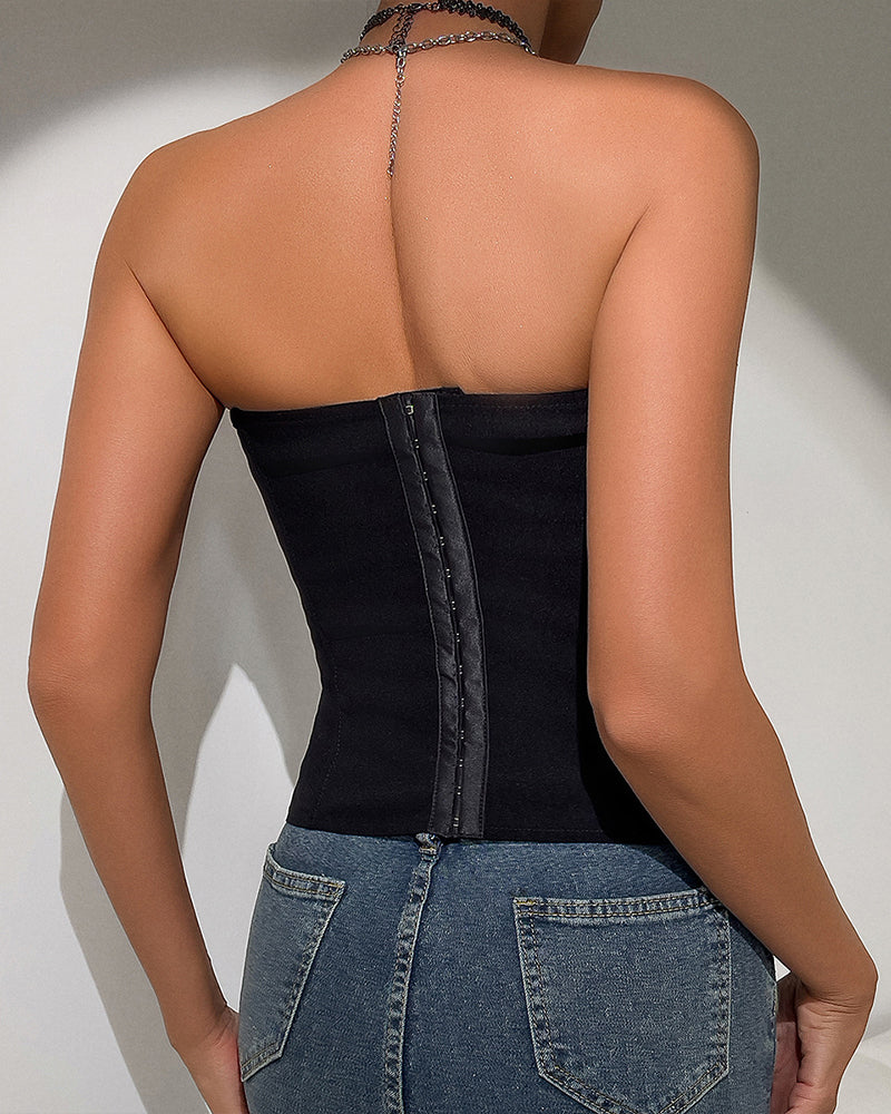 Strapless Tie Corset Top Steel Boned Bustier Avidlove-Bustiers - Tophatter Daily Deals
