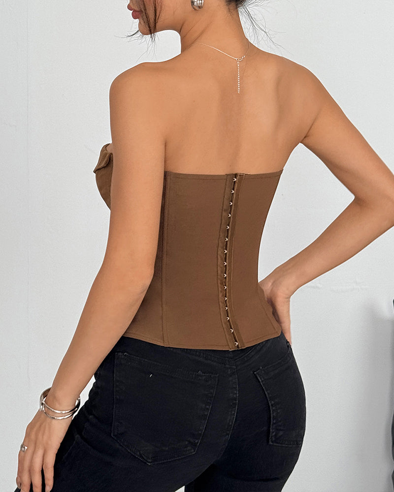 Strapless Tie Corset Top Steel Boned Bustier Avidlove-Bustiers - Tophatter Daily Deals