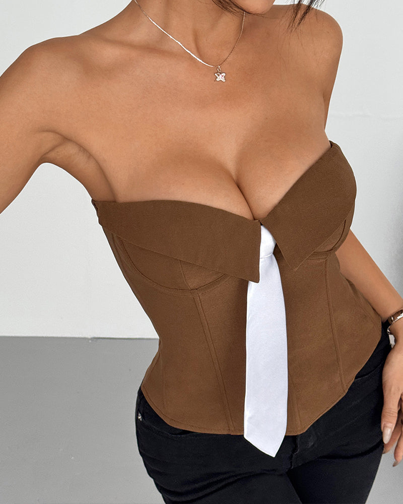 Strapless Tie Corset Top Steel Boned Bustier Avidlove-Bustiers - Tophatter Daily Deals