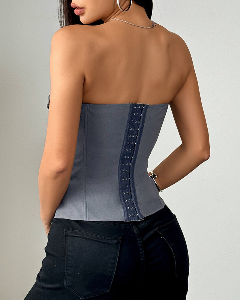 Strapless Tie Corset Top Steel Boned Bustier Avidlove-Bustiers - Tophatter Daily Deals