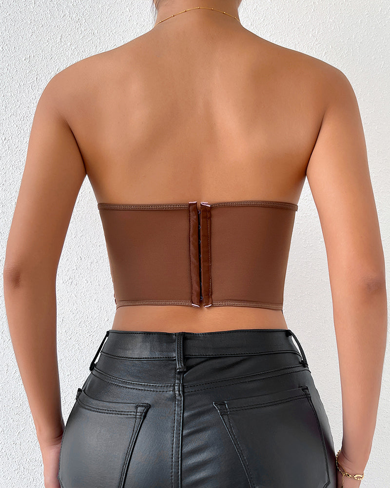 Floral Strapless Tube Top Boned Mesh Bustier Avidlove-Bustiers - Tophatter Daily Deals