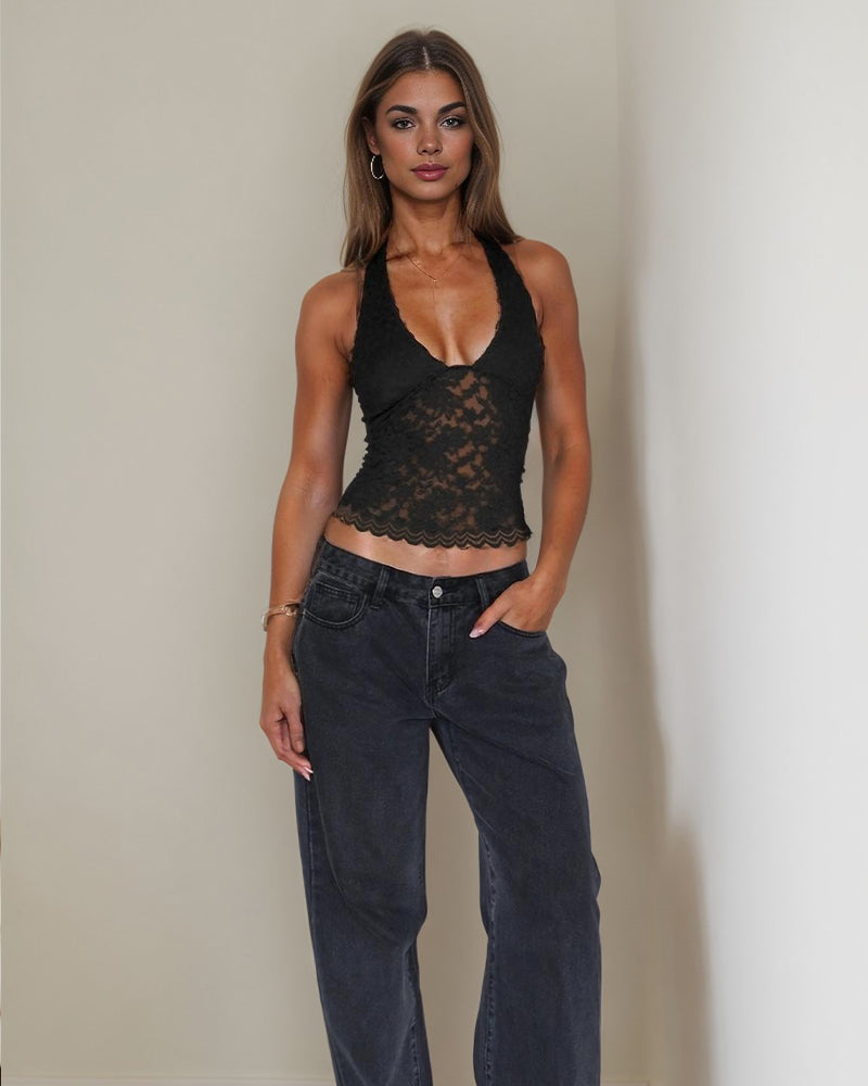 Halter Lace Top Mesh Going Out Tank Top Avidlove-Bra - Tophatter Daily Deals
