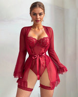 2 Piece Set Lace Kimono Robe with Teddy Avidlove-Bodysuits - Tophatter Daily Deals