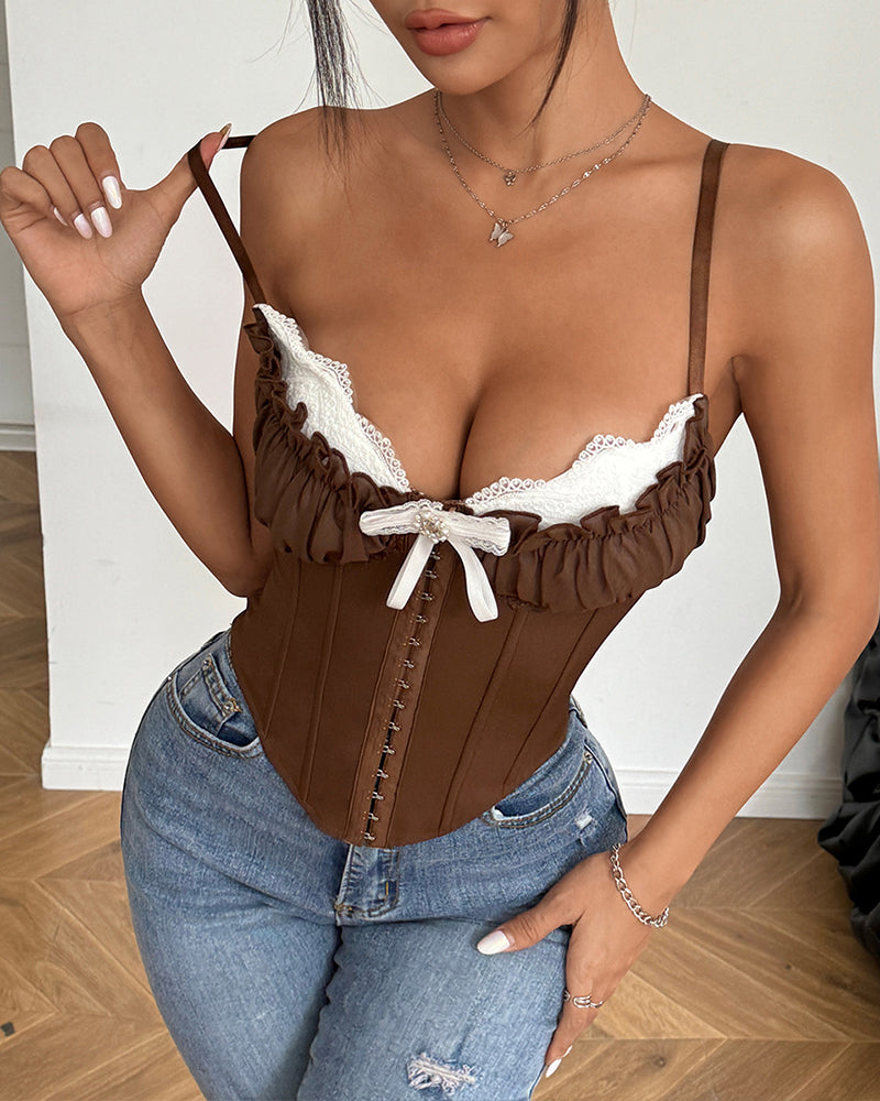 Corsets Top Ruffled Lace Trim Bustier Avidlove-Bustiers - Tophatter Daily Deals