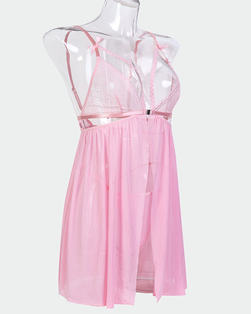 Contrast Lace Nightdress With Bowknot Avidlove-Babydolls - Tophatter Daily Deals