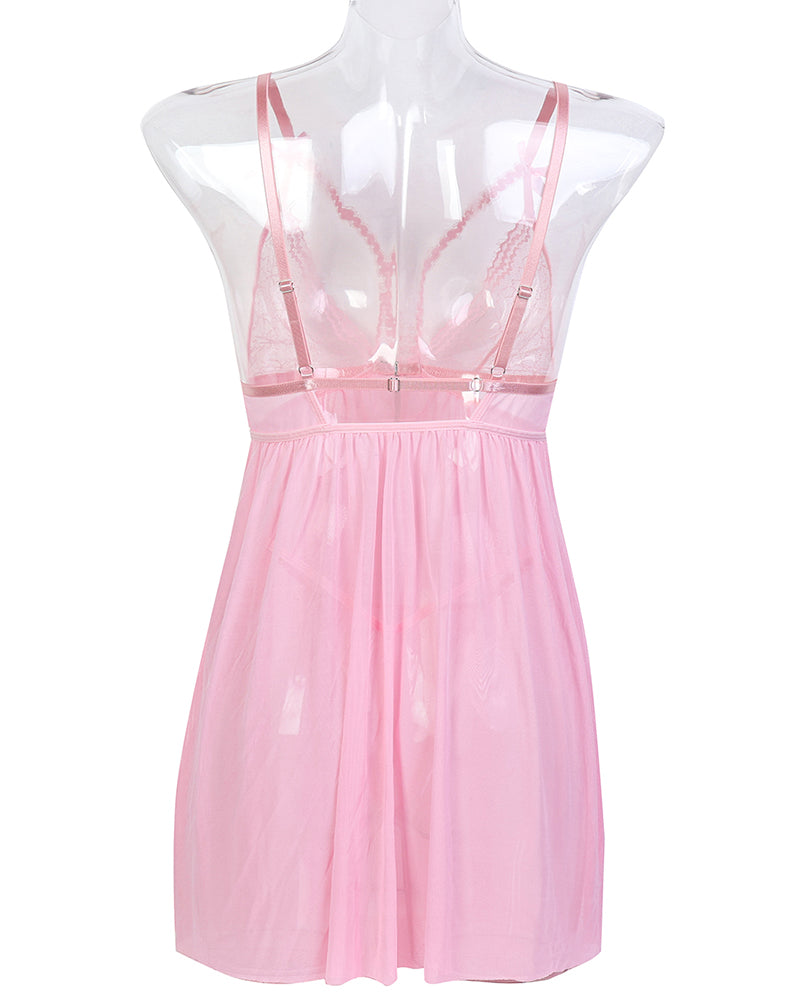 Contrast Lace Nightdress With Bowknot Avidlove-Babydolls - Tophatter Daily Deals