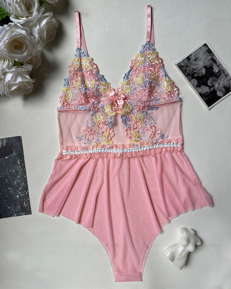 Embroidered Floral Lace Bodysuit Lingerie Avidlove-Bodysuits - Tophatter Daily Deals