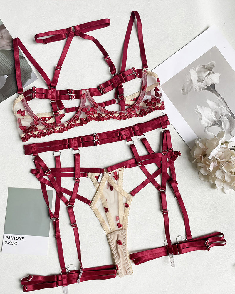 Hollow Out Strappy Lingerie 5-piece Set Avidlove-Bra Sets - Tophatter Daily Deals