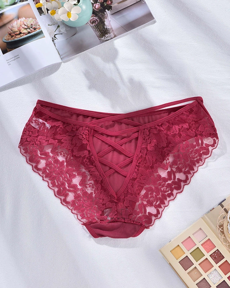 Plus Size Lace Triangle Panties Red Avidlove-Panty - Tophatter Daily Deals