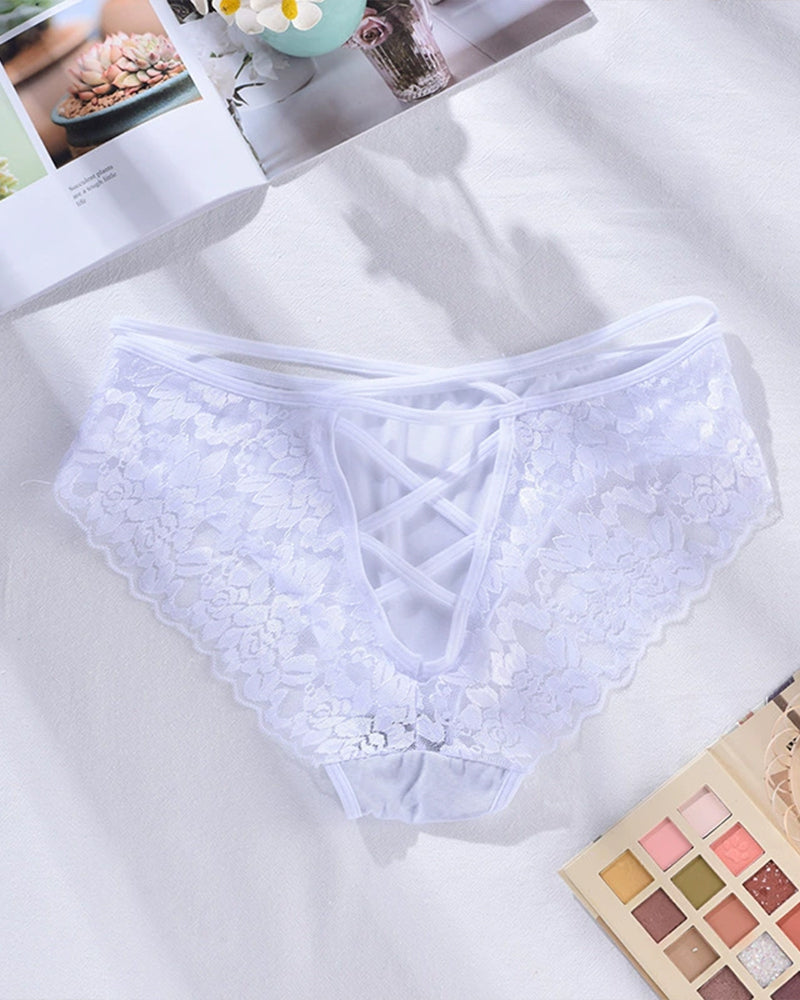 Plus Size Lace Triangle Panties White Avidlove-Panty - Tophatter Daily Deals