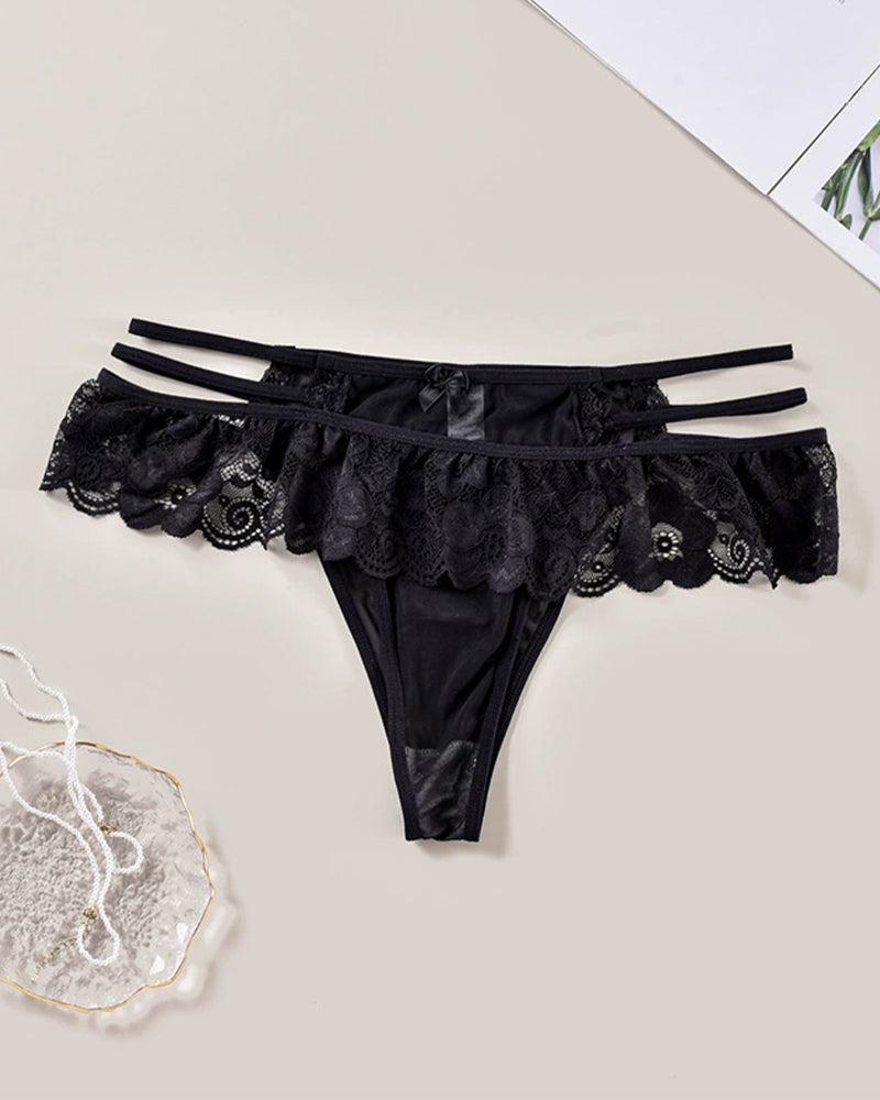 Low Waist Triangle Lace Panties Black Avidlove-Panty - Tophatter Daily Deals
