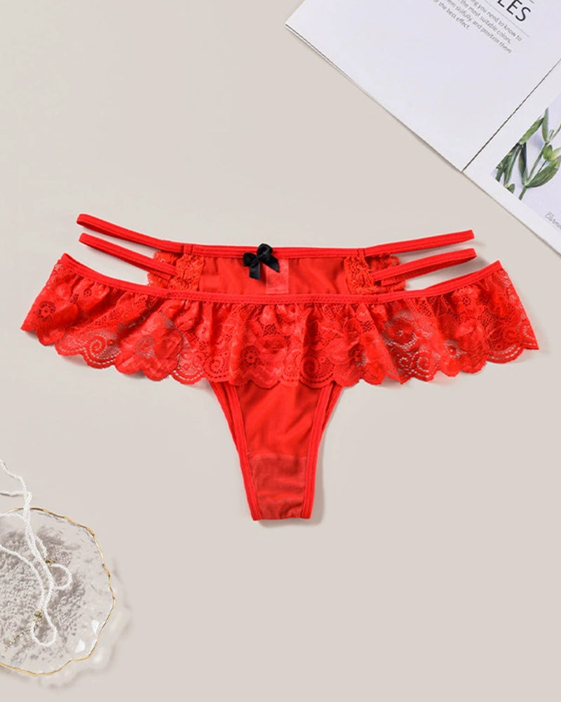 Low Waist Triangle Lace Panties Red Avidlove-Panty - Tophatter Daily Deals